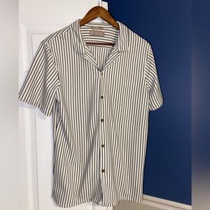 Classic Black and White Striped Button Down Shirt